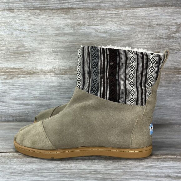 Toms Kids Tiny 2 Sand Suede Faux Fur Nepal Boots Size 6Y - Picture 1 of 9